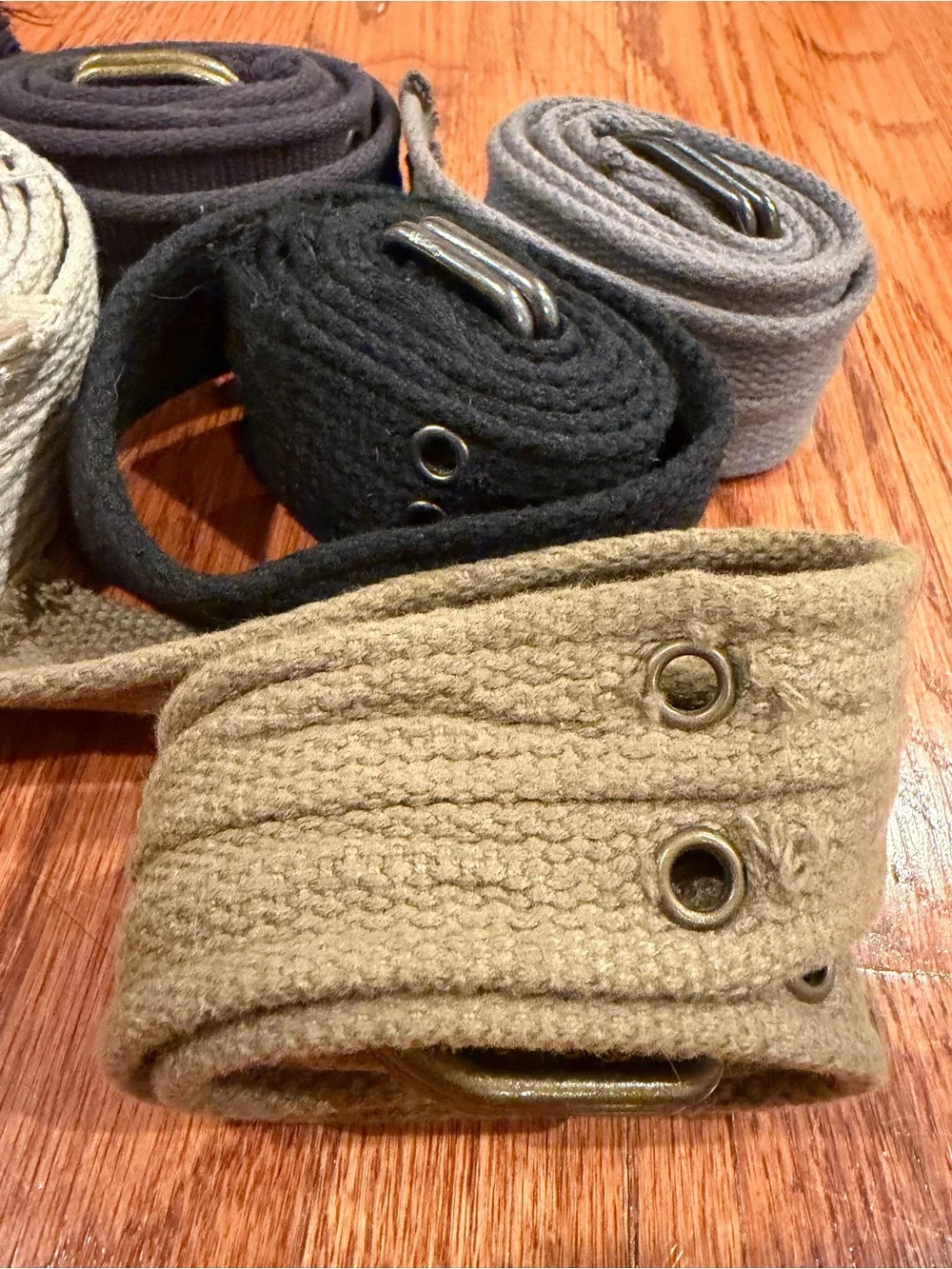 5 Canvas Men’s Webbing Belts- Black, Gray, Tan, Cream, Navy